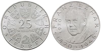 Austria. 25 Scellini 1970 'centenario della Nascita di Franz Lehar'. Km 2907; Ag; 13gr.
