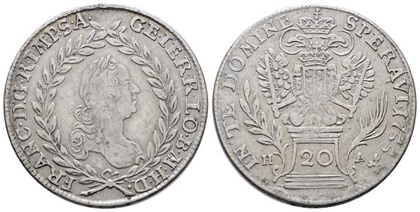 AUSTRIA. Francesco I (1745-1765). 20 kreuzer 1755 HA (Hall). KM 2028; Ag; 6,68gr