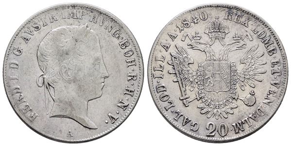 AUSTRIA. Ferdinando I (1835-1848). 20 kreuzer 1840 A (Vienna). KM 2208; Ag; 6,70gr