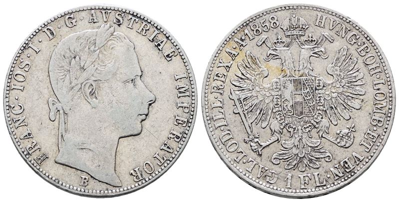 AUSTRIA. Francesco Giuseppe (1848-1916). Fiorino 1858 A (Vienna). KM 2219; Ag; 12,34gr