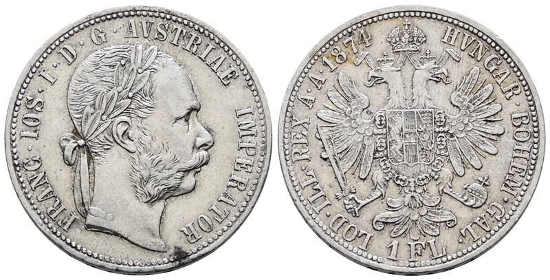 AUSTRIA. Francesco Giuseppe (1848-1916). Fiorino 1874 A (Vienna). KM 2222; Ag; 12,34gr