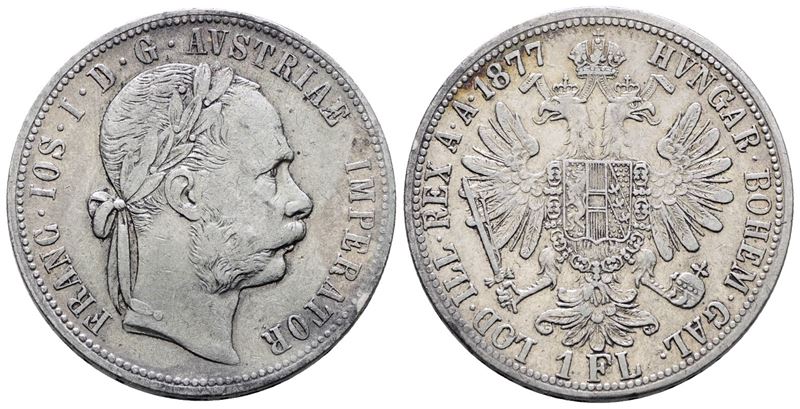 AUSTRIA. Francesco Giuseppe (1848-1916). Fiorino 1877 A (Vienna). KM 2222; Ag; 12,34gr
