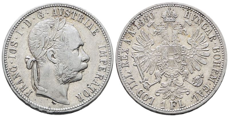 AUSTRIA. Francesco Giuseppe (1848-1916). Fiorino 1880 A (Vienna). KM 2222; Ag; 12,34gr
