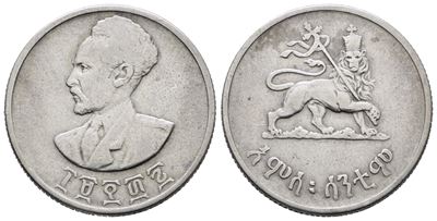 Etiopia. Haile Selassie (1944-1976). 50 Santeem 1944. Km 37; Ag; 6,93gr