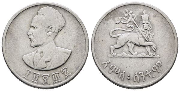 ETIOPIA. Haile Selassie (1944-1976). 50 santeem 1944. KM 37; Ag; 6,93gr