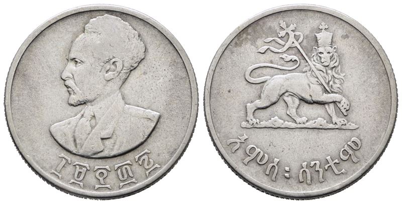 Etiopia. Haile Selassie (1944-1976). 50 Santeem 1944. Km 37; Ag; 6,93gr