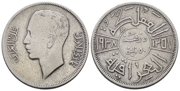 IRAQ. 50 fils 1938. KM 104; Ag; 9gr
