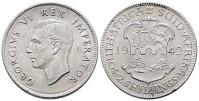 Sudafrica. Giorgio Vi (1936-1952). 2 Scellini 1942. Km 29; Ag; 11,31gr