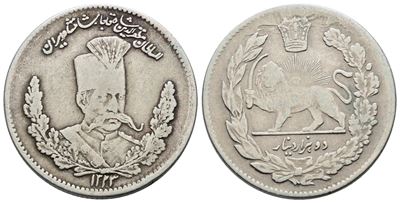 Iran. Mozaffar Ad Din (1896-1907). 2000 Dinar 1323 (1905). Km 979; Ag; 9,21gr