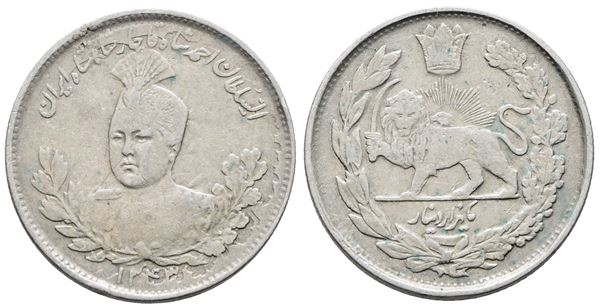 IRAN. Ahmad Qajar (1909-1925). 1000 dinar 1343 (1925). KM 1056; Ag; 4,61gr