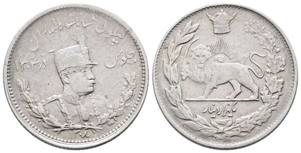 IRAN. Reza Pahlavi (1925-1941). 1000 dinars 1308 (1929). KM 1103; Ag; 4,61gr
