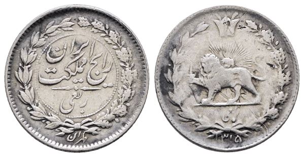 IRAN. Reza Pahlavi (1925-1941). 1/4 rial 1315 (1936). KM 1127; Ag; 1,20gr
