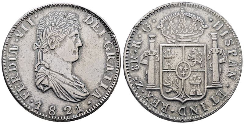 MESSICO. ZACATECAS. Ferdinando VII (1808-1833). 8 reales 1821. COPIA XX SECOLO. KM 111.5; Ma; 21,...