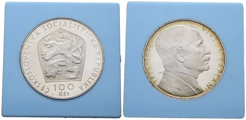 Cecoslovacchia. 100 Corone 1976 "centenario Nascita Viktor Kaplan". Km 85; Ag; 15gr; Rara. in Cap...