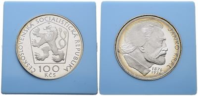 Cecoslovacchia. 100 Corone 1976 "centenario della Morte di Janko Kral". Km 84; Ag; 15gr; Rara. in...