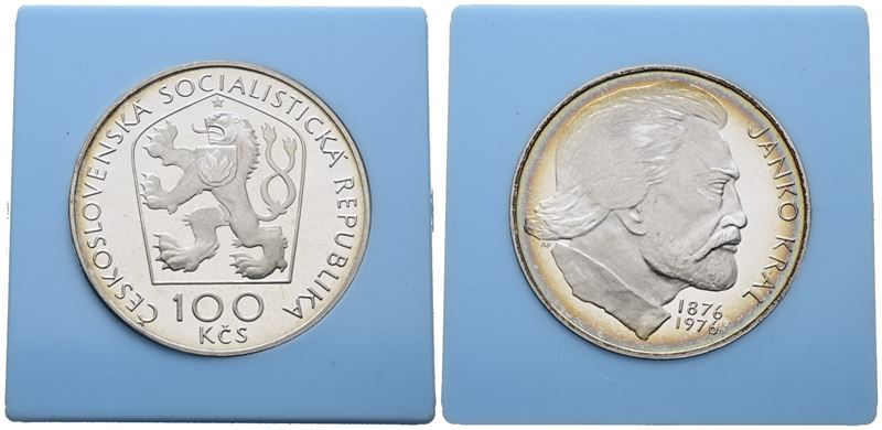 Cecoslovacchia. 100 Corone 1976 "centenario della Morte di Janko Kral". Km 84; Ag; 15gr; Rara. in...