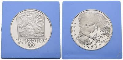 Cecoslovacchia. 100 Corone 1979 "150 Anni dalla Nascita di Jan Botto". Km 99; Ag; 15gr; Rara. in ...