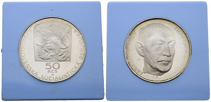 Cecoslovacchia. 50 Corone 1974 "centenario della Nascita di Janko Jesensky". Km 81; Ag; 13gr; Rar...