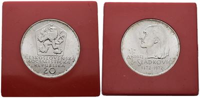 Cecoslovacchia. 20 Corone 1972 "centenario Morte di Sladkovic". Km 76; Ag; 9gr; Rara. in Capsula ...