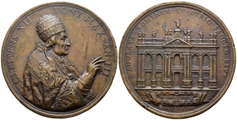 Stato Pontificio. Clemente XII (1730-1740). Medaglia 1733 III per il Nuovo Portico della Basilica...
