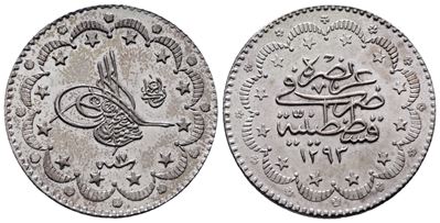 Turchia. Abdul Hamid II (1876-1908). 5 Kurush 1293 (1876). Km 737; Ag; 6,01gr