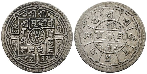 NEPAL. 1 mohar 1911. KM 651; Ag; 5,56gr