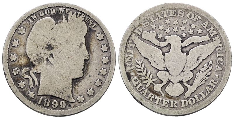 Usa. Philadelphia. 1/4 Dollaro 1899. Km A114; Ag; 5,72gr