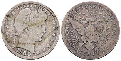 USA, Philadelphia, 1/4 dollaro, 1900, KM A114, Argento, 5,83 g