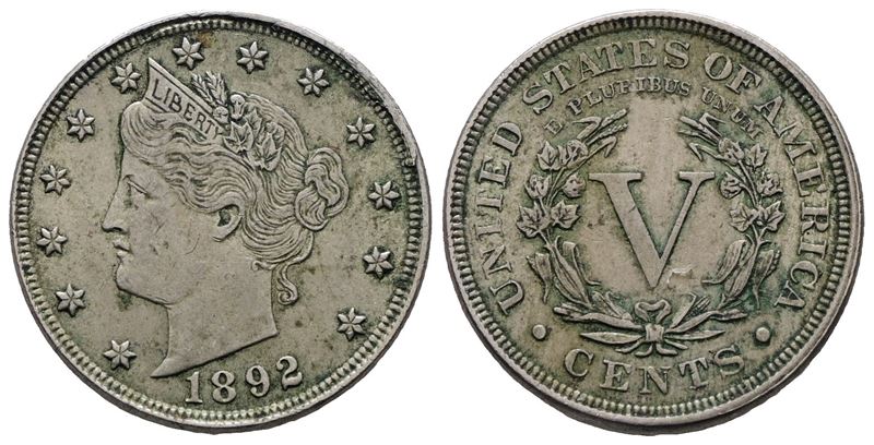 Usa. Philadelphia. 5 Cents 1892. Km 112; Cn; 5gr
