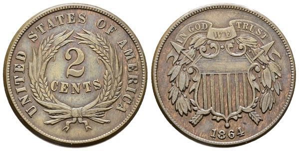 USA. 2 cents 1864. KM 94; Cu; 6,2gr