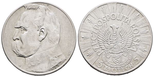 POLONIA. 5 zlotych 1934. Y 25; Ag; 11gr