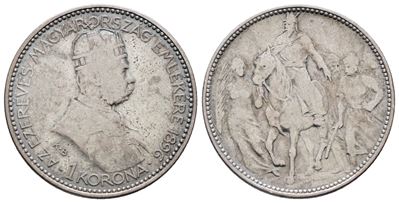 Ungheria. Francesco Giuseppe (1848-1916). 1 Corona 1896 "millennio". Km 487; Ag; 5gr
