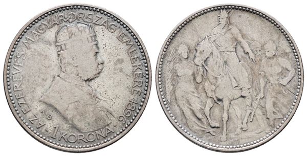 UNGHERIA. Francesco Giuseppe (1848-1916). 1 corona 1896 "Millennio". KM 487; Ag; 5gr