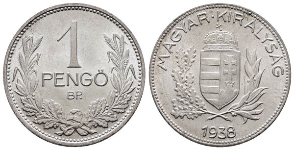 UNGHERIA. 1 pengo 1938. KM 510; Ag; 5gr