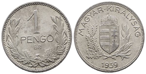 UNGHERIA. 1 pengo 1939. KM 510; Ag; 5gr