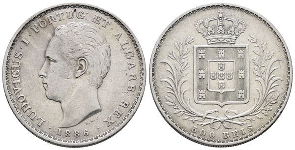 PORTOGALLO. Luigi I (1863-1889). 500 reis 1886. KM 509; Ag; 12,5gr