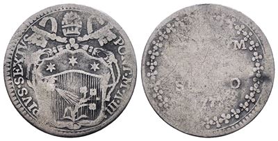 Stato Pontificio. Roma. Pio Vi (1775-1799). Grosso 1777. Munt.58; Ag; 1,20gr