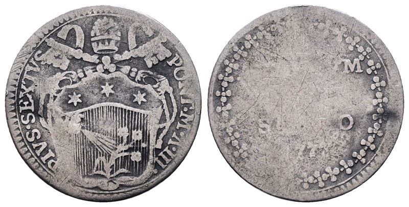 Stato Pontificio. Roma. Pio Vi (1775-1799). Grosso 1777. Munt.58; Ag; 1,20gr