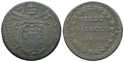 Pio VI, Mezzo baiocco A.IX 1783