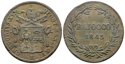 Stato Pontificio. Roma. Gregorio XVI (1831-1846). Baiocco 1845. Gig.181; Cu; 10,17gr.
