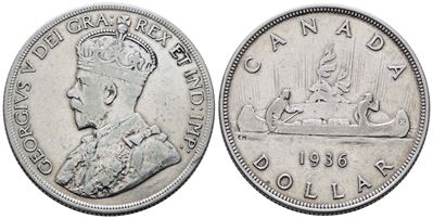 Canada. Giorgio V (1910-1936). Dollaro 1936. Km 31; Ag; 23,3gr