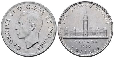 Canada. Giorgio Vi (1936-1952). Dollaro 1939. Km 38; Ag; 23,3gr