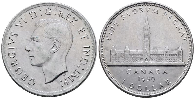 Canada. Giorgio Vi (1936-1952). Dollaro 1939. Km 38; Ag; 23,3gr