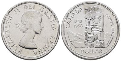 Canada. Elisabetta II (1952-2022). Dollaro 1958. Km 55; Ag; 23,3gr