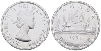 Canada. Elisabetta II (1952-2022). Dollaro 1963. Km 54; Ag; 23,3gr. in Bustina Originale.