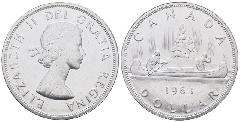 Canada. Elisabetta II (1952-2022). Dollaro 1963. Km 54; Ag; 23,3gr. in Bustina Originale.