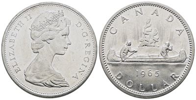 Canada. Elisabetta II (1952-2022). Dollaro 1965. Km 64.1; Ag; 23,3gr.