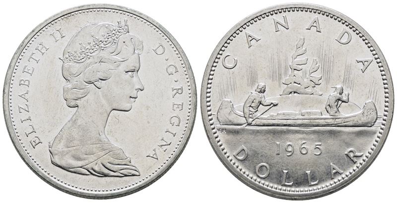 Canada. Elisabetta II (1952-2022). Dollaro 1965. Km 64.1; Ag; 23,3gr.