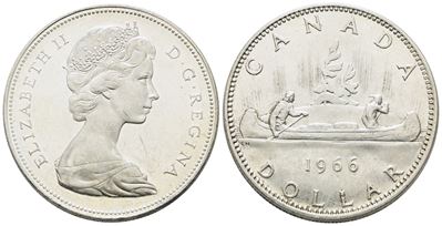 Canada. Elisabetta II (1952-2022). Dollaro 1966. Km 64.1; Ag; 23,3gr.