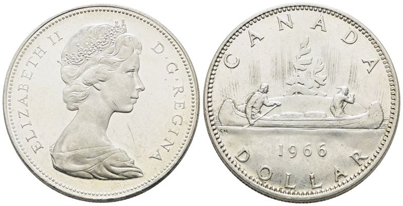 Canada. Elisabetta II (1952-2022). Dollaro 1966. Km 64.1; Ag; 23,3gr.